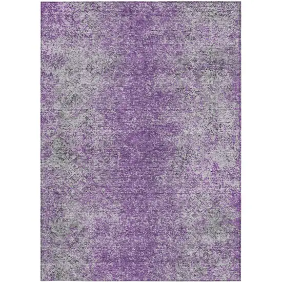 Plum Purple And Silver Oriental Washable Indoor Outdoor Area Rug Photo 6