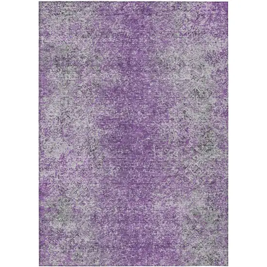 Plum Purple And Silver Oriental Washable Indoor Outdoor Area Rug Photo 2