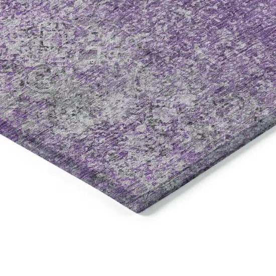 Plum Purple And Silver Oriental Washable Indoor Outdoor Area Rug Photo 4