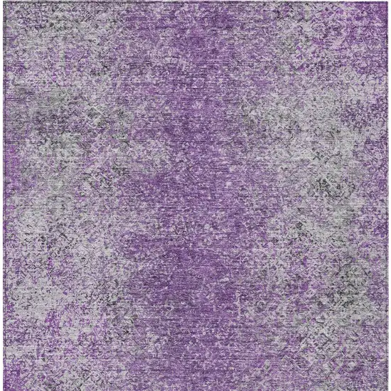 Plum Purple And Silver Oriental Washable Indoor Outdoor Area Rug Photo 5