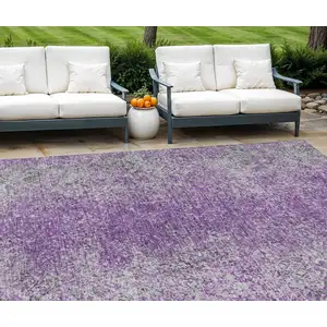 Photo of Plum Purple And Silver Oriental Washable Indoor Outdoor Area Rug