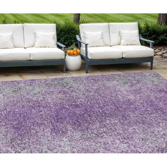 Plum Purple And Silver Oriental Washable Indoor Outdoor Area Rug Photo 1