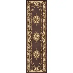 Photo of Plum or Ivory Medallion Runner Rug