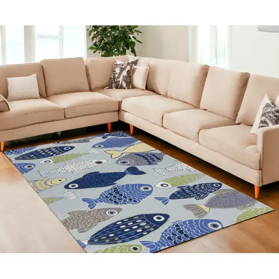 Polyester Light Blue Area Rug Photo 1