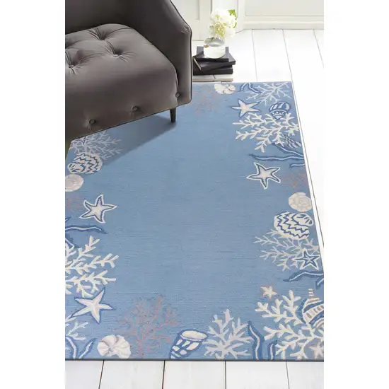 Polyester Sea Blue Area Rug Photo 4