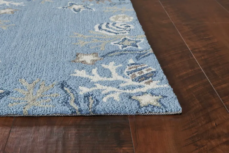 Polyester Sea Blue Area Rug Photo 5