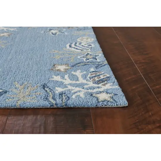 Polyester Sea Blue Area Rug Photo 5