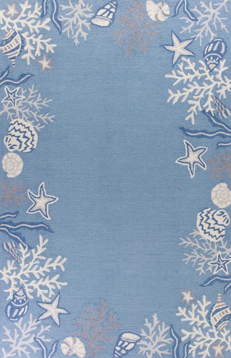 Polyester Sea Blue Area Rug Photo 1