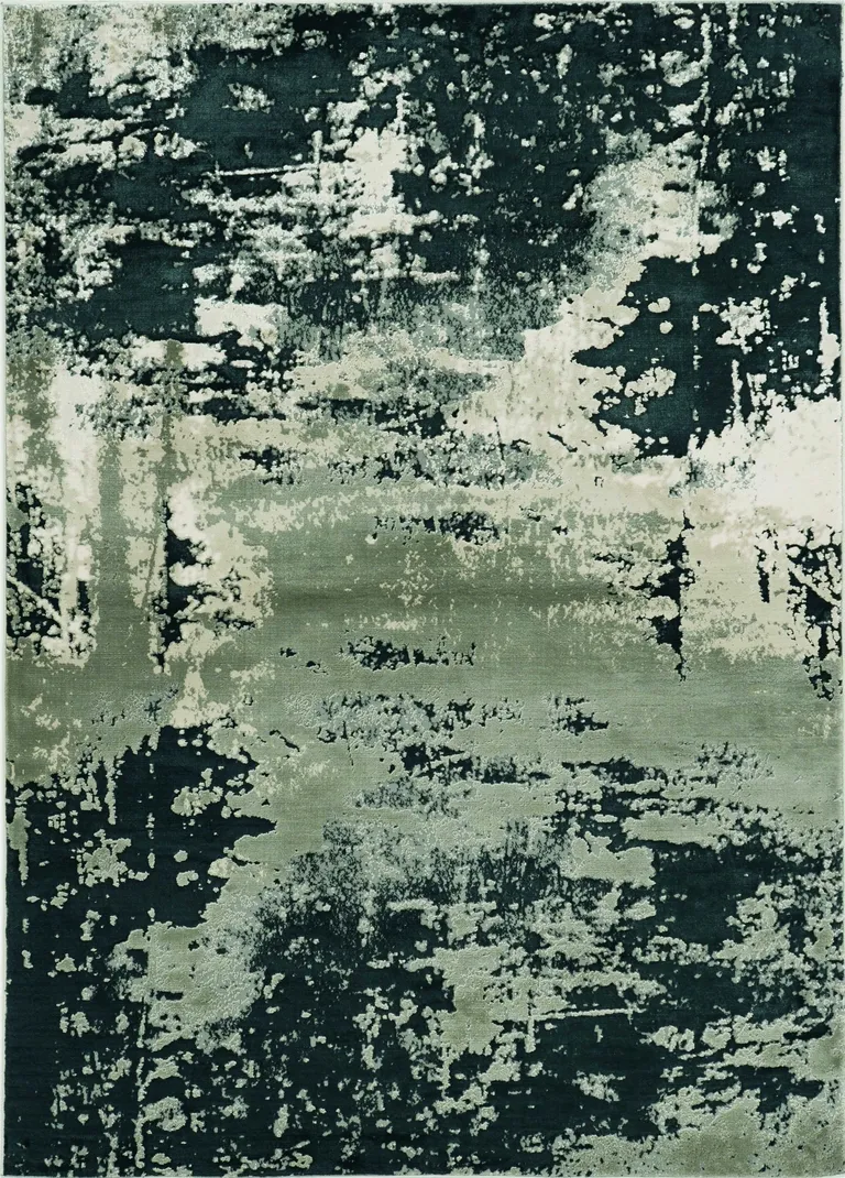 Polyester Silver Charcoal Area Rug Photo 1