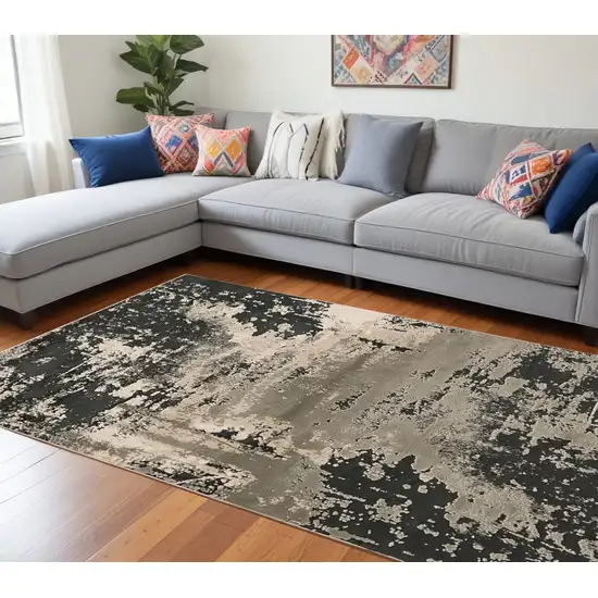 Polyester Silver Charcoal Area Rug Photo 2