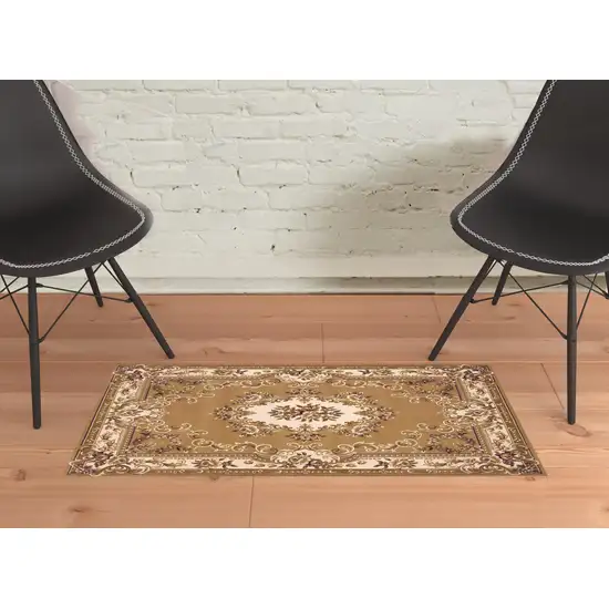 Polypropylene Beige Or Ivory Accent Rug Photo 2