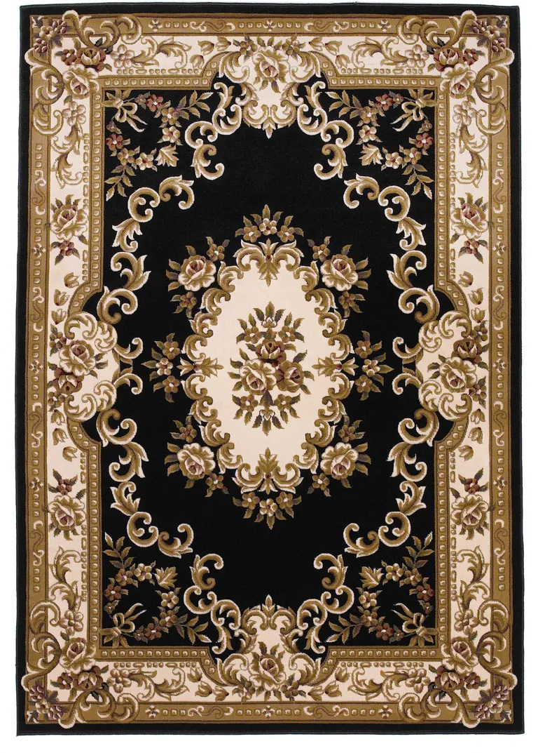 Polypropylene Blackor Ivory Area Rug Photo 1