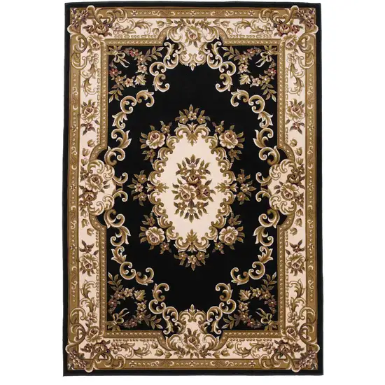 Polypropylene Blackor Ivory Area Rug Photo 1