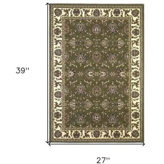 Polypropylene Green Or Ivory Accent Rug Photo 8