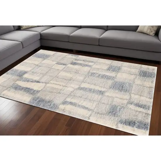 Ivory and Blue Area Rug Photo 1