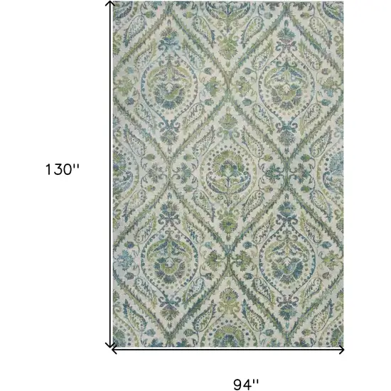 Polypropylene Ivory Or Teal Area Rug Photo 3