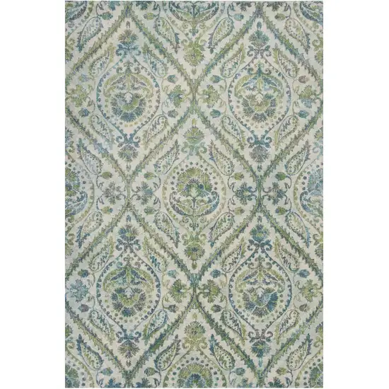 Polypropylene Ivory Or Teal Area Rug Photo 2