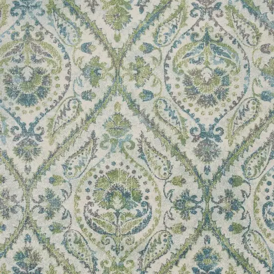 Polypropylene Ivory Or Teal Area Rug Photo 5