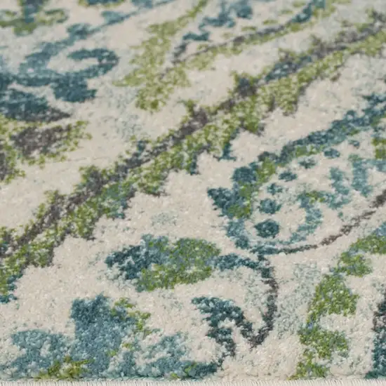 Polypropylene Ivory Or Teal Area Rug Photo 3