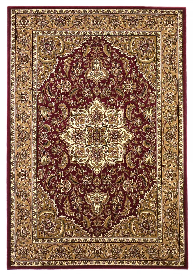 Polypropylene Red or Beige Accent Rug Photo 1