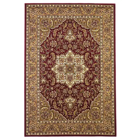 Polypropylene Red or Beige Accent Rug Photo 1