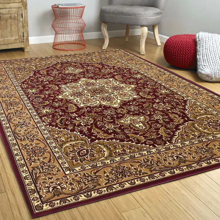 Polypropylene Red or  Beige Area Rug Photo 5