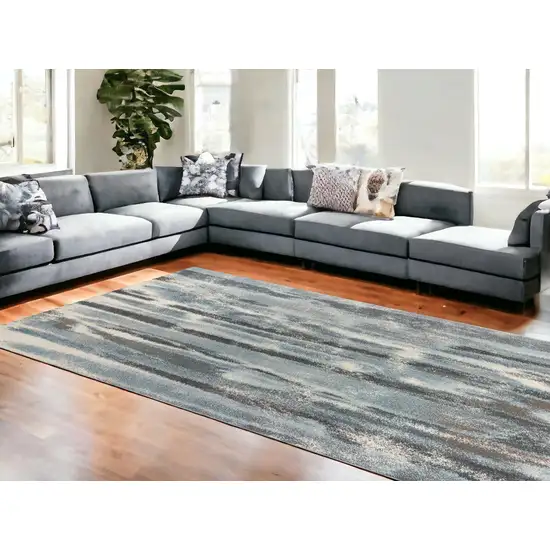 Polypropylene Teal Area Rug Photo 1