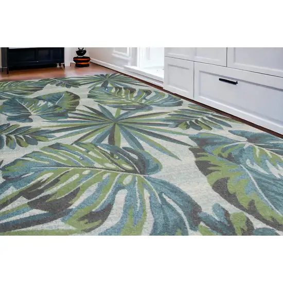 Polypropylene Teal Or  Green Area Rug Photo 1