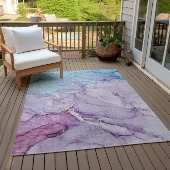 Purple Abstract Washable Indoor Outdoor Area Rug Photo 9