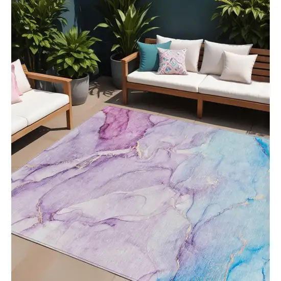 Purple Abstract Washable Indoor Outdoor Area Rug Photo 1