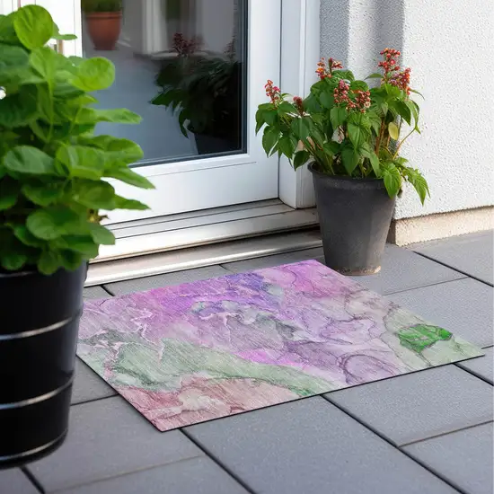 Purple Abstract Washable Non Skid Indoor Outdoor Area Rug Photo 8