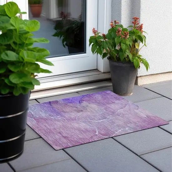 Purple Abstract Washable Non Skid Indoor Outdoor Area Rug Photo 8