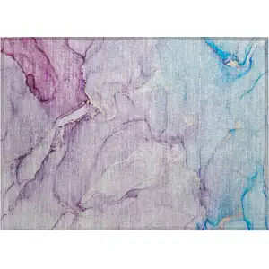 Photo of Purple Abstract Washable Non Skid Indoor Outdoor Area Rug