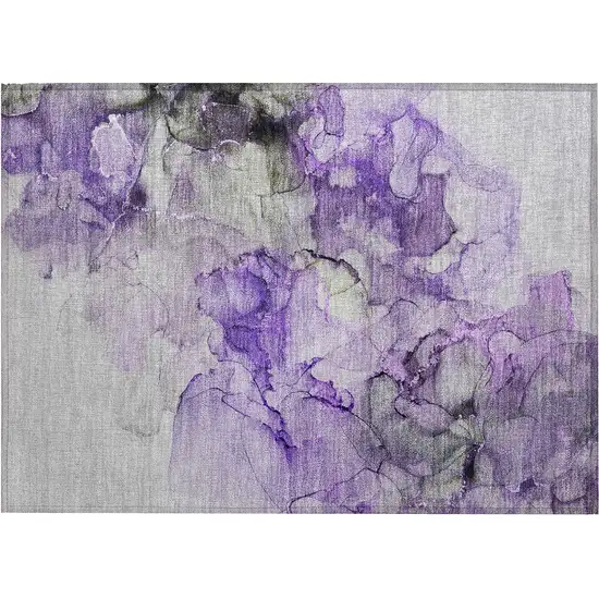 Purple Abstract Washable Non Skid Indoor Outdoor Area Rug Photo 2