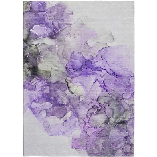 Purple Abstract Washable Non Skid Indoor Outdoor Area Rug Photo 5