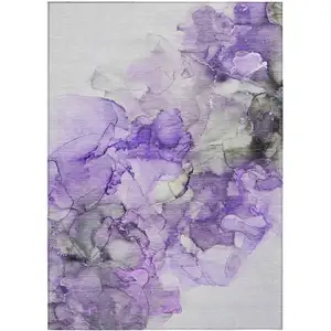 Photo of Purple Abstract Washable Non Skid Indoor Outdoor Area Rug