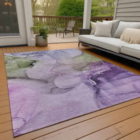 Purple Abstract Washable Non Skid Indoor Outdoor Area Rug Photo 9