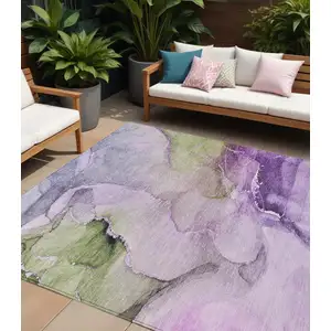 Photo of Purple Abstract Washable Non Skid Indoor Outdoor Area Rug