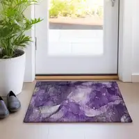 Photo of Purple Abstract Washable Non Skid Indoor Outdoor Area Rug