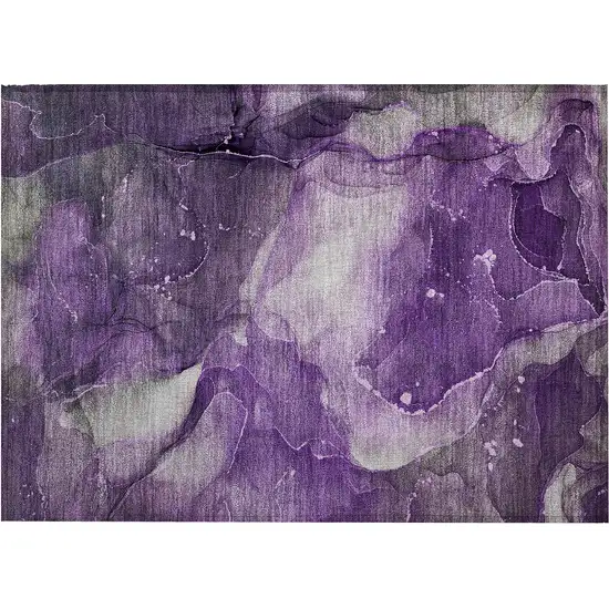 Purple Abstract Washable Non Skid Indoor Outdoor Area Rug Photo 2