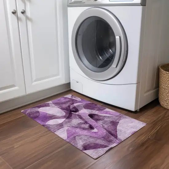 Purple Abstract Washable Non Skid Indoor Outdoor Area Rug Photo 7