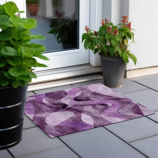 Purple Abstract Washable Non Skid Indoor Outdoor Area Rug Photo 6