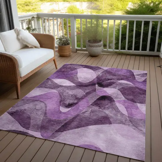 Purple Abstract Washable Non Skid Indoor Outdoor Area Rug Photo 6