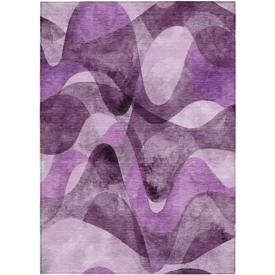 Purple Abstract Washable Non Skid Indoor Outdoor Area Rug Photo 3