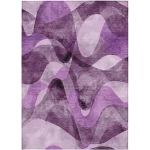 Photo of Purple Abstract Washable Non Skid Indoor Outdoor Area Rug