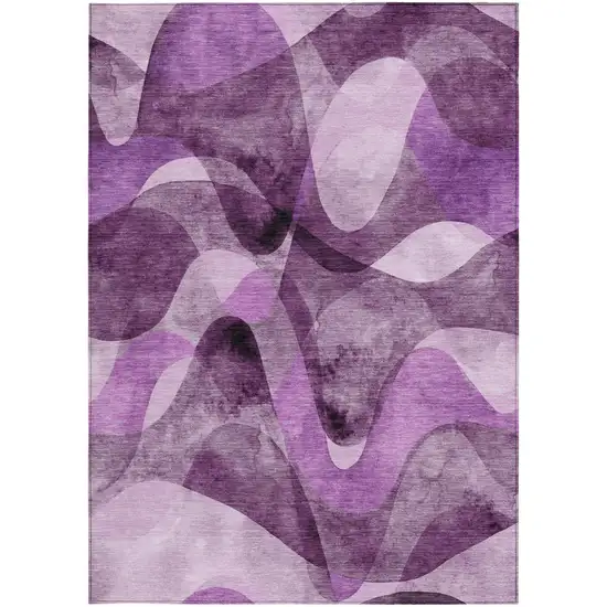 Purple Abstract Washable Non Skid Indoor Outdoor Area Rug Photo 4