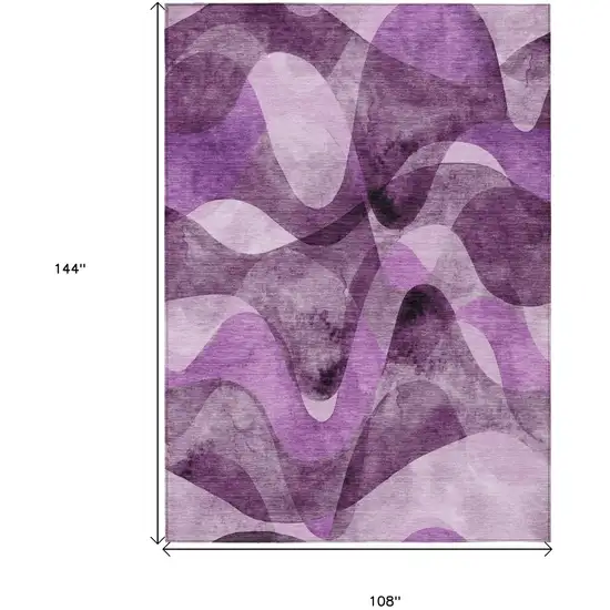 Purple Abstract Washable Non Skid Indoor Outdoor Area Rug Photo 3