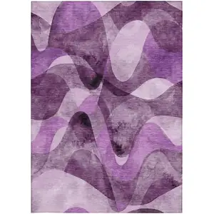 Photo of Purple Abstract Washable Non Skid Indoor Outdoor Area Rug