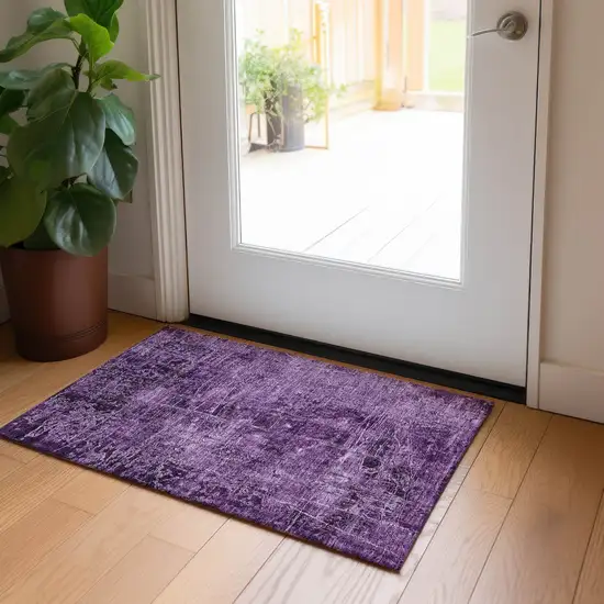 Purple Abstract Washable Non Skid Indoor Outdoor Area Rug Photo 8