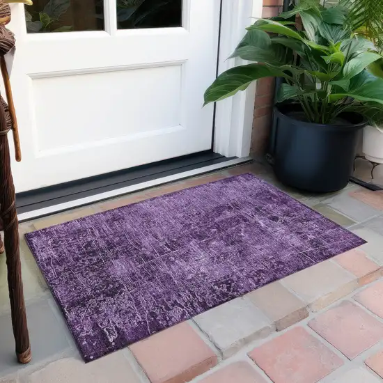 Purple Abstract Washable Non Skid Indoor Outdoor Area Rug Photo 9